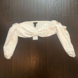 Forever21 Puffer Sleeve Bandeau Style Crop Top